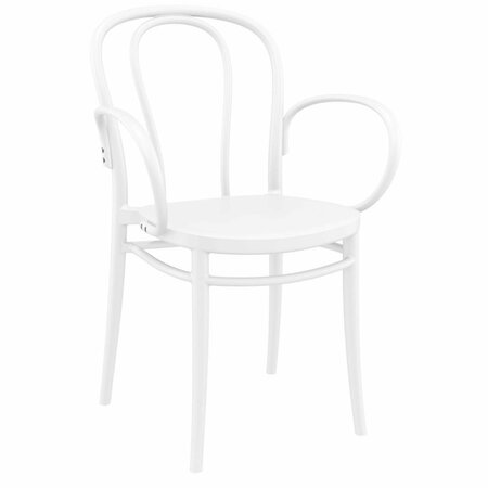 FINE-LINE Victor Resin Outdoor Arm Chair, White - Extra Large FI2842644